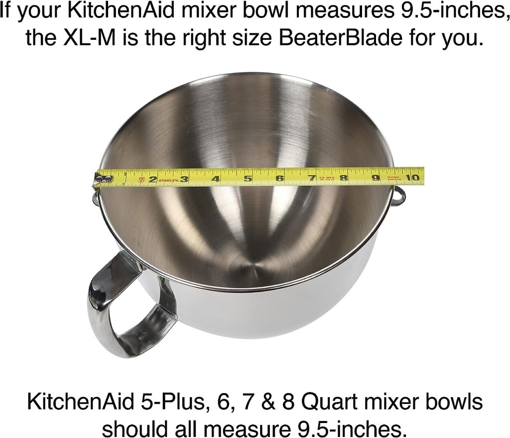 New Metro Design XL-MGY 5-Plus Beater Blade METAL, Compatible with KitchenAid 5-Plus Bowl-Lift Stand Mixers, Grey