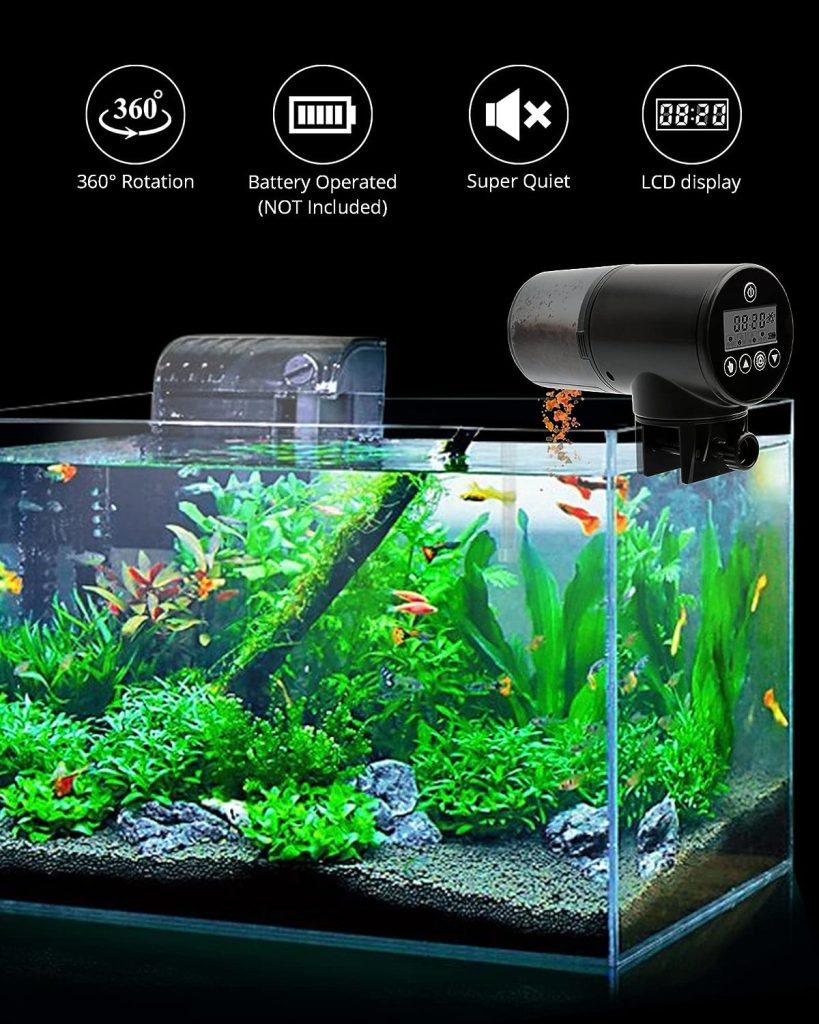NICREW Automatic Fish Feeder, Programmable Electric Fish Food Dispenser for Aquarium Tank, Timer Feeder for Vacation and Weekend
