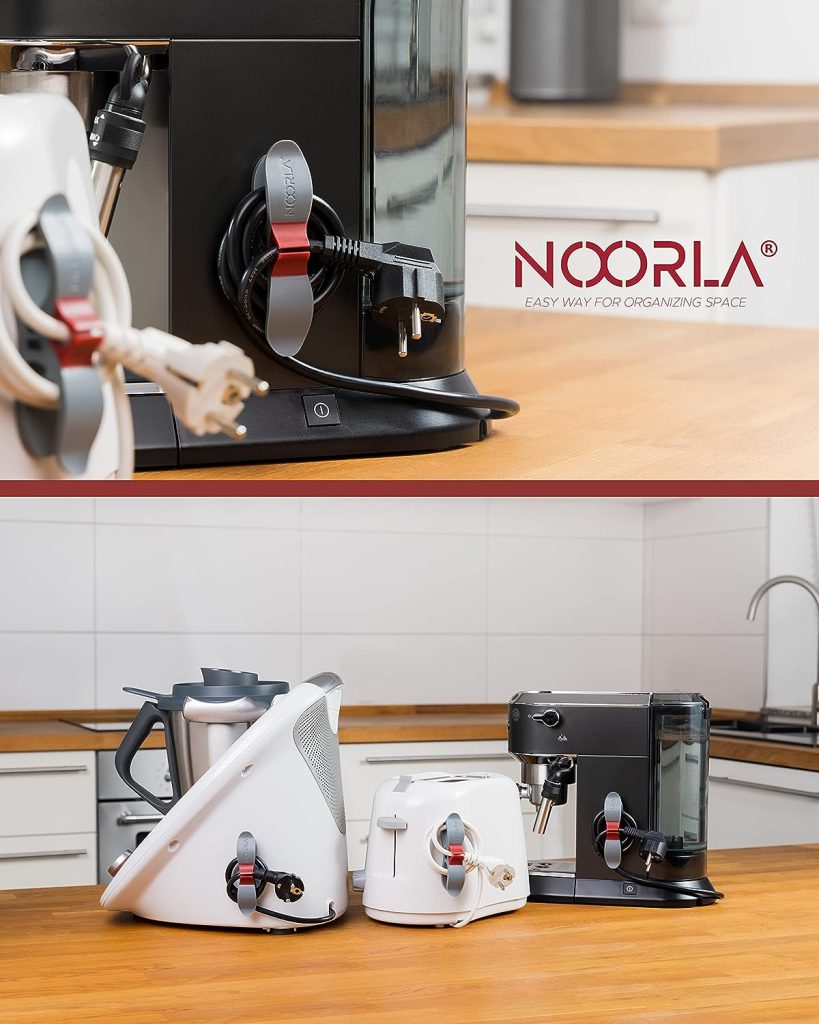 Noorla Cord Organizer for Appliances, Set of 4 Pieces, Computer Cord Organizer, Cord Organizer Stick on Mixers, Coffee Maker and Air Fryer, Cord Holder for Desk,for Office Home