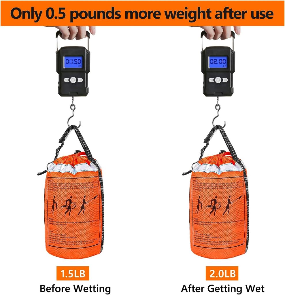 NTR Water Rescue Throw Bag with 50/70/98 Feet of Rope in 3/10 Inch Tensile Strength Rated to 1844lbs, Throwable Device for Kayaking and Rafting, Safety Equipment for Raft and Boat