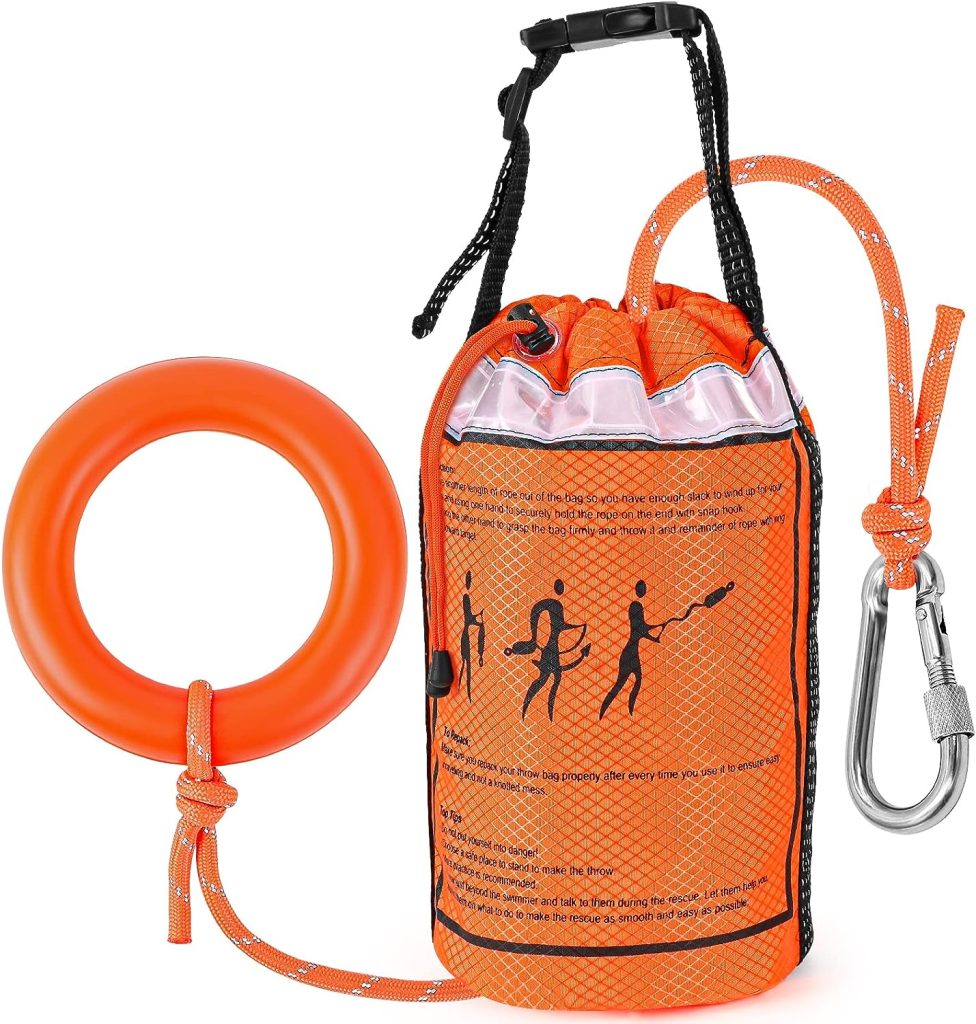 NTR Water Rescue Throw Bag with 50/70/98 Feet of Rope in 3/10 Inch Tensile Strength Rated to 1844lbs, Throwable Device for Kayaking and Rafting, Safety Equipment for Raft and Boat