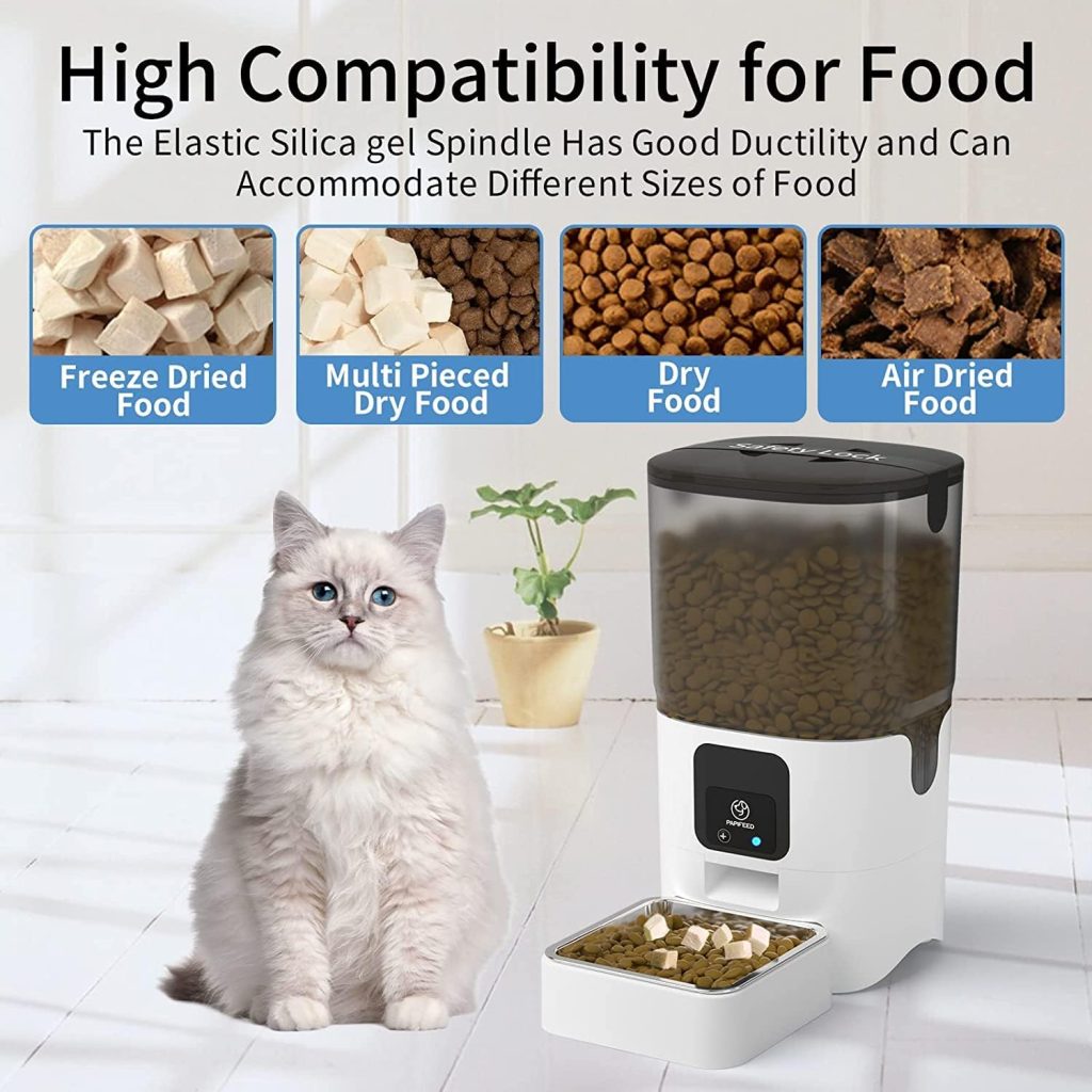 PAPIFEED 6L Automatic Cat Food Dispenser Supporting 2.4G/5G Dual-Band WiFi, Pet Feeder with Slow Feeding Mode, Detachable for Easy Cleaning,Up to 30 Meals Per Day for Cat,Dog, Works with Alexa(25 Cup)