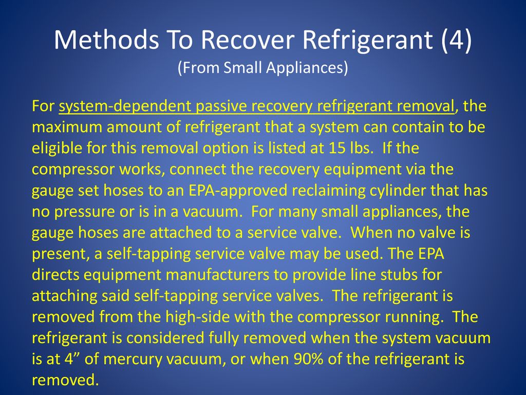 Passive System Recovery for Small Appliances