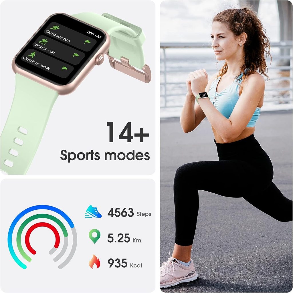 Pautios Smart Watch, Swimming Waterproof Fitness Tracker with Heart Rate, SpO2 and Sleep Monitor, 44mm Fitness Watch for Women Men, Step Counter, Smartwatch Compatible with iOS Android Phones