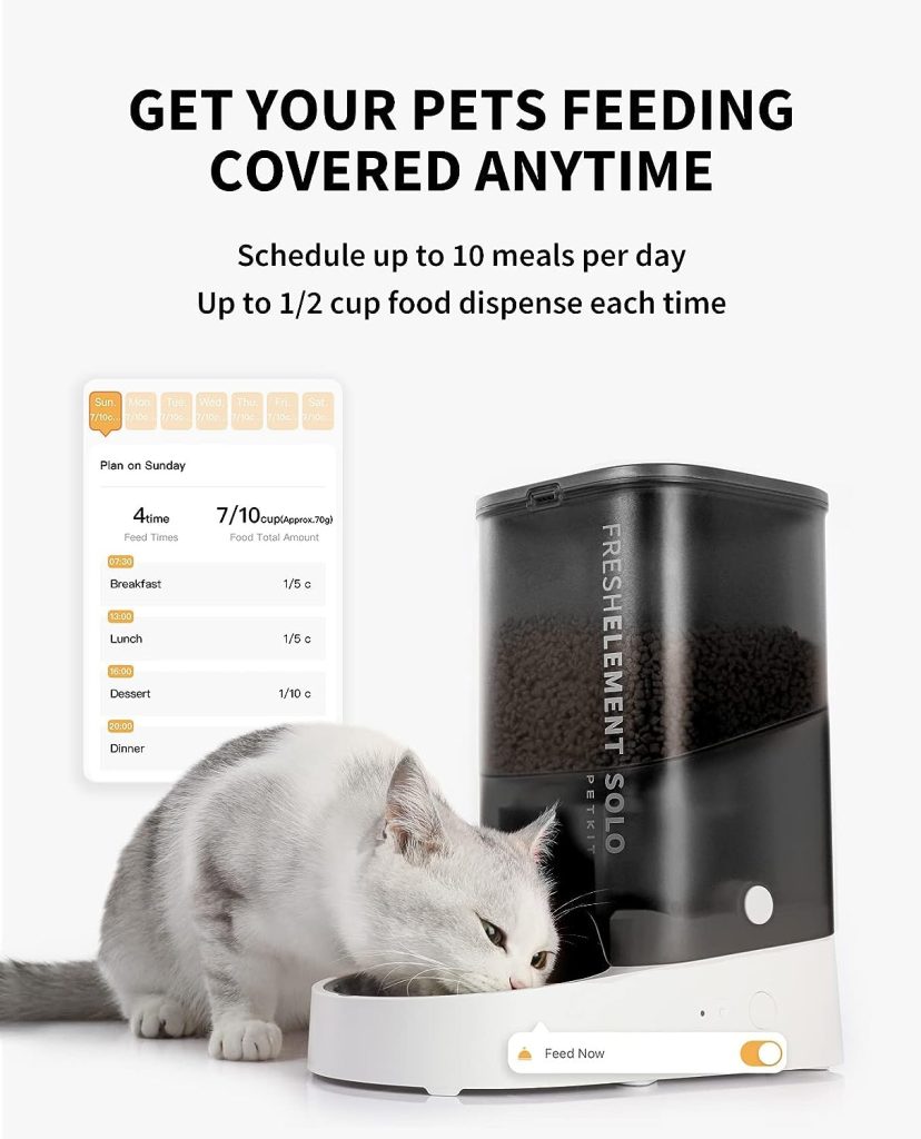 PETKIT Automatic WiFi Cat Feeder, APP Control for Remote Feeding  Monitor, Schedule Up to 10 Meals Per Day, 304 Stainless Steel  Advanced Fresh Lock Technology, Cats/Dogs Up to 15 Days of Feeding