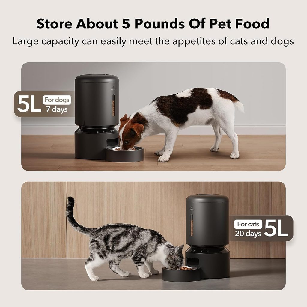 PETLIBRO Automatic Cat Food Dispenser, [2023 Upgraded] 5G WiFi Pet Feeder with APP Control for Remote Feeding, 5L Automatic Dog Feeder with Low Food Sensor, 1-10 Meals Per Day for Cat and Dog