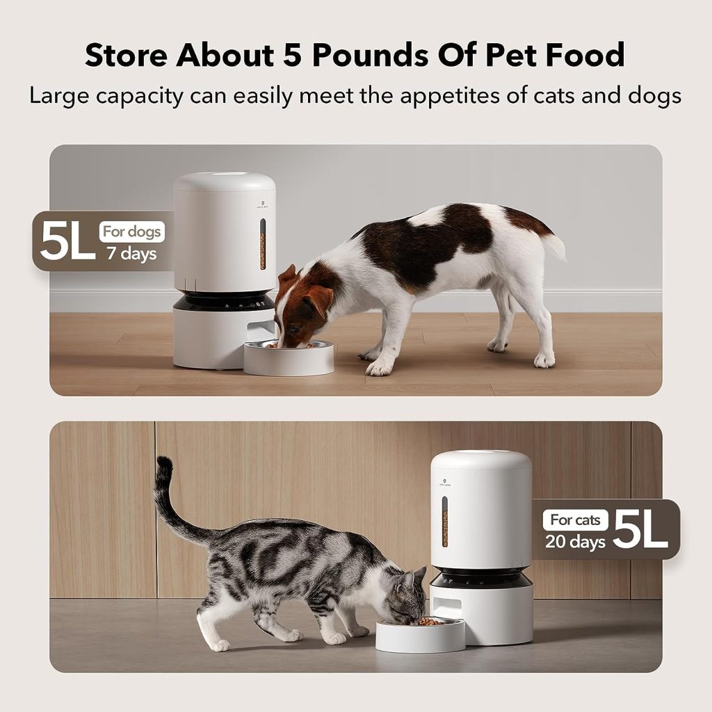 Petlibro Automatic Cat Food Dispenser, [2023 Upgraded] 5G Wifi Pet Feeder With App Control For Remote Feeding, 5L Automatic Dog Feeder With Low Food Sensor, 1-10 Meals Per Day For Cat And Dog