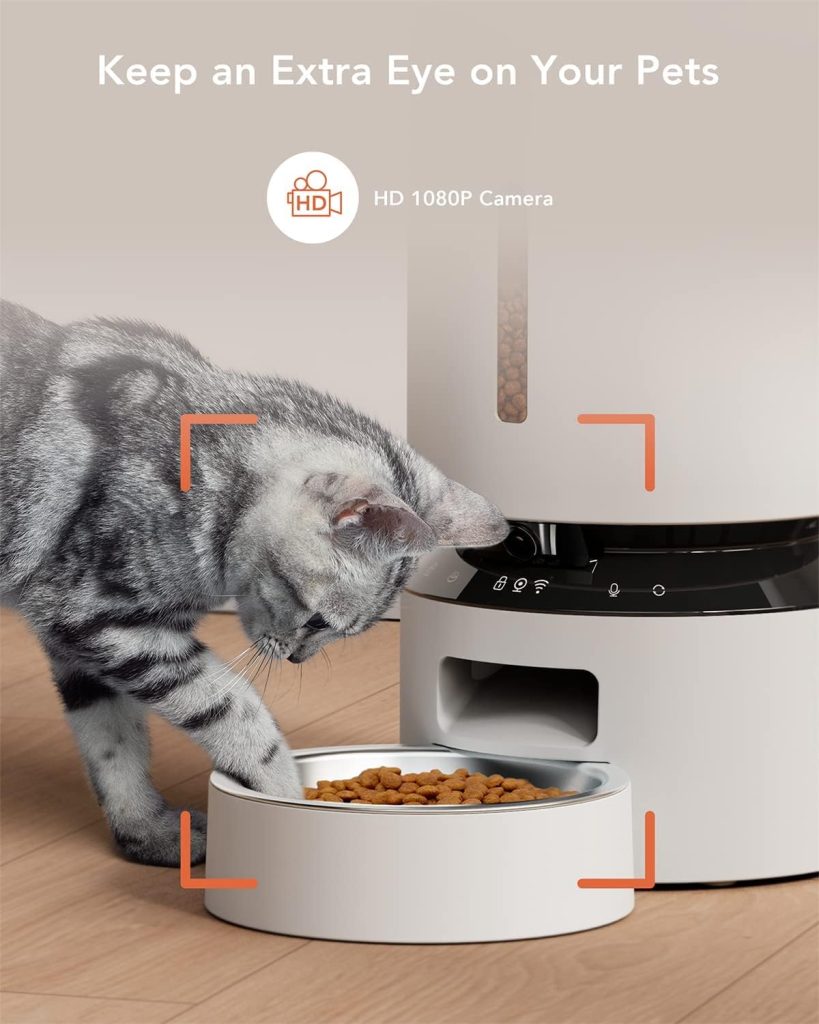 PETLIBRO Automatic Cat Food Dispenser with Camera, 1080P HD Video with Night Vision, 5G WiFi Automatic Cat Feeder with APP 2 Way Audio, Motion  Sound Alerts Pet Feeder for Cat  Dog Single Tray