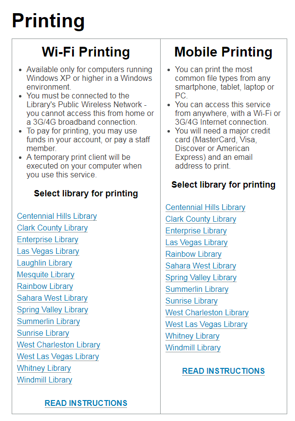 Printing costs at the library