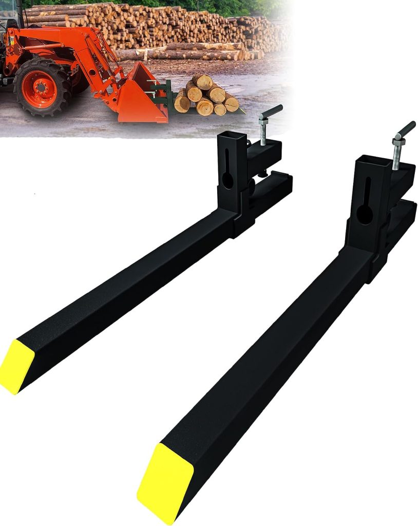 RbhAuto Pallet Forks for Tractor Bucket: Clamp On Pallet Forks - Light-Duty 58.86 Heavy Duty Bucket Fork, Tractor Forks Compatible with Front End Loader Bucket Skid Steer Kubota, 4500LBS Capacity