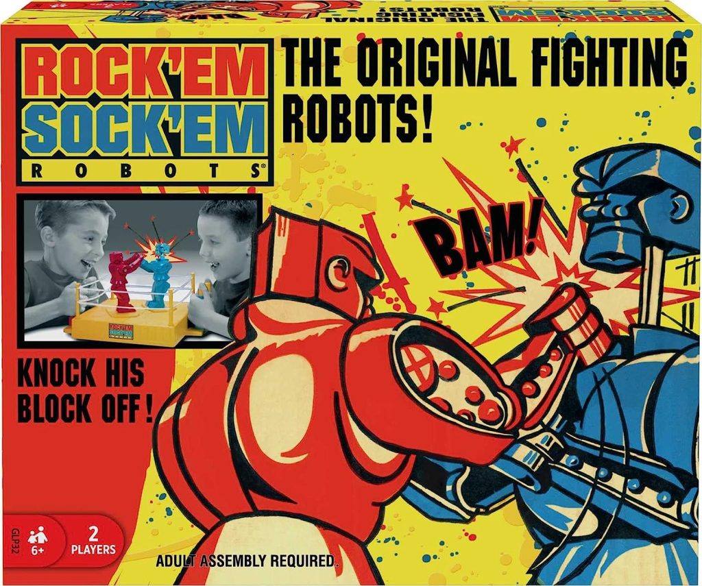 Rock Em Sock Em Robots Kids Game, Fighting Robots with Red Rocker  Blue Bomber, Knock His Block Off (Amazon Exclusive)