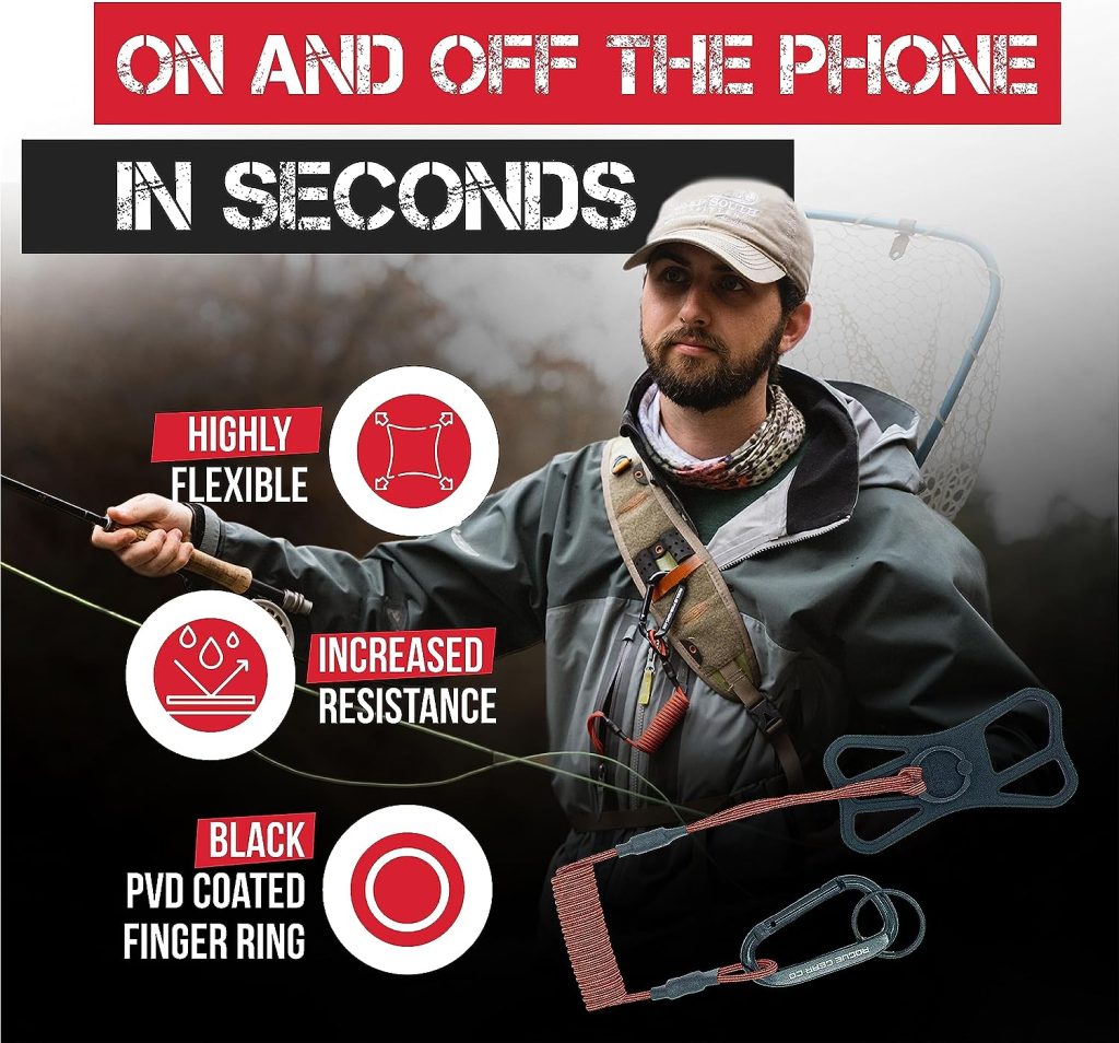 Rogue Fishing Co. The Protector Phone Tether | Use As Cell Phone Lanyard | Hiking/Boating/Kayak Tether | Outdoor Phone Leash