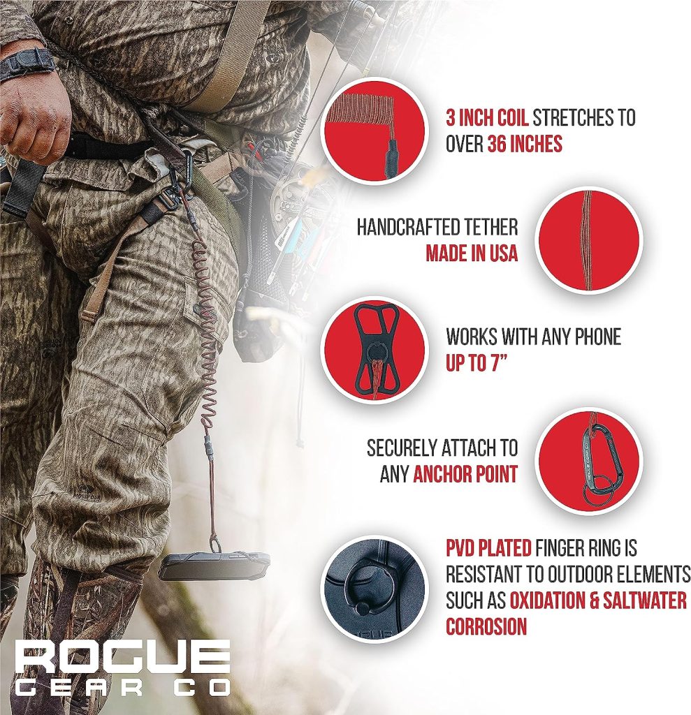 Rogue Fishing Co. The Protector Phone Tether | Use As Cell Phone Lanyard | Hiking/Boating/Kayak Tether | Outdoor Phone Leash