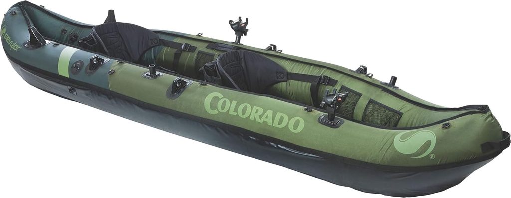 Sevylor Colorado 2-Person Inflatable Fishing Kayak with Paddle  Rod Holders, Adjustable Seats,  Carry Handle; Kayak Can Fit Trolling Motor