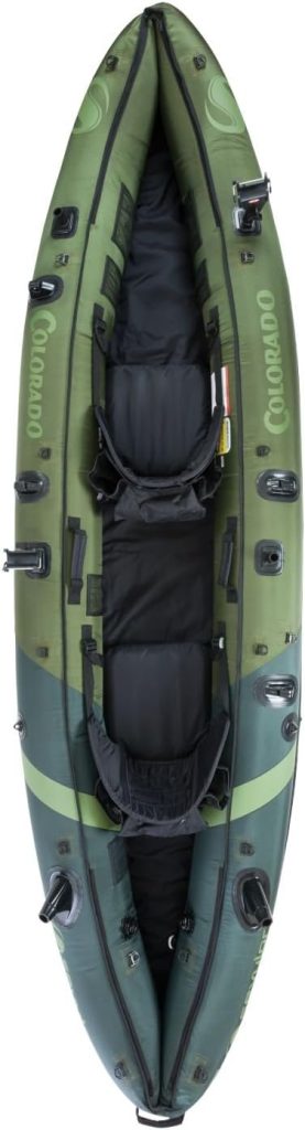 Sevylor Colorado 2-Person Inflatable Fishing Kayak with Paddle  Rod Holders, Adjustable Seats,  Carry Handle; Kayak Can Fit Trolling Motor