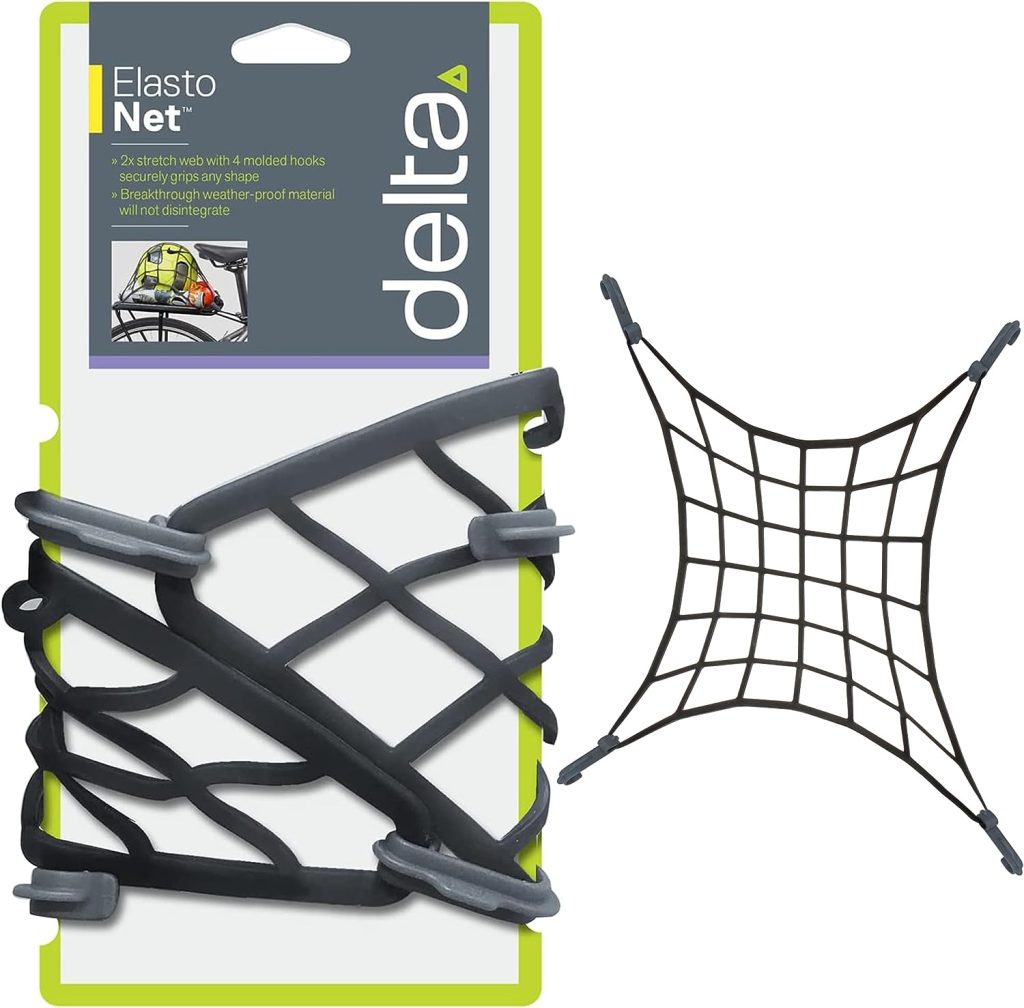 Small Cargo Net by Delta Cycle - Expandable Bungee Net with Hooks Stretches 2X in Size - Bike Cargo Net Keeps Your Gear Tightly in Place for Bikes  Kayaks