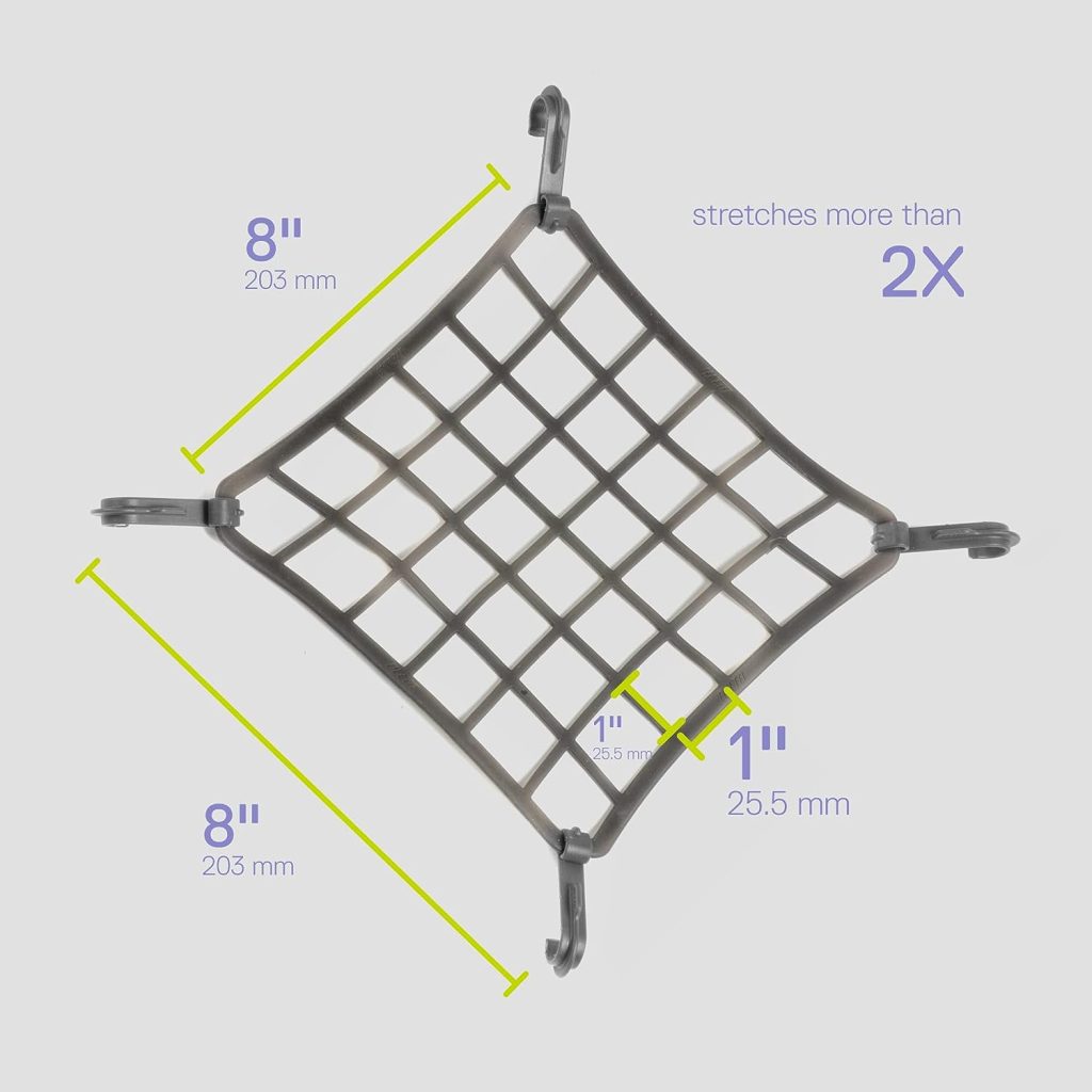 Small Cargo Net by Delta Cycle - Expandable Bungee Net with Hooks Stretches 2X in Size - Bike Cargo Net Keeps Your Gear Tightly in Place for Bikes  Kayaks