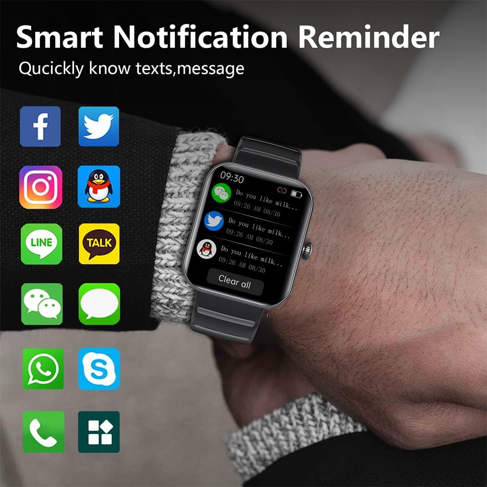 Smart Watch Blood Glucose, Smartwatch for Men Women Fitness Activity Tracker IP67 Waterproof, Heart Rate Sleep Monitor, Pedometer, Blood Sugar Oxygen Tracking Smart Watches for Android iOS, 2023