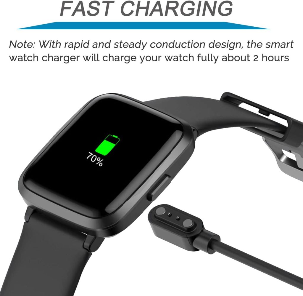 Smart Watch Charger Magnetic Compatible with YAMAY Willful Letsfit Letscom, Magnetic USB Charging Cable for Umidigi Uwatch 3S 3 2 2S Urun smartwatch (Black)