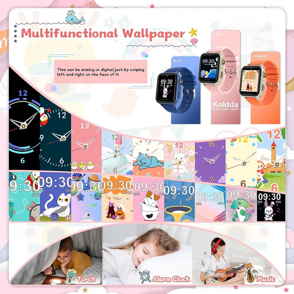 Smart Watch for Kids Watches - Kids Game Smart Watch Girls Boys Ages 4-12 Years with Music Player HD Touch Screen 23 Games Camera Alarm Video Pedometer Flashlight Kids Smartwatch Gift Toys (Pink)