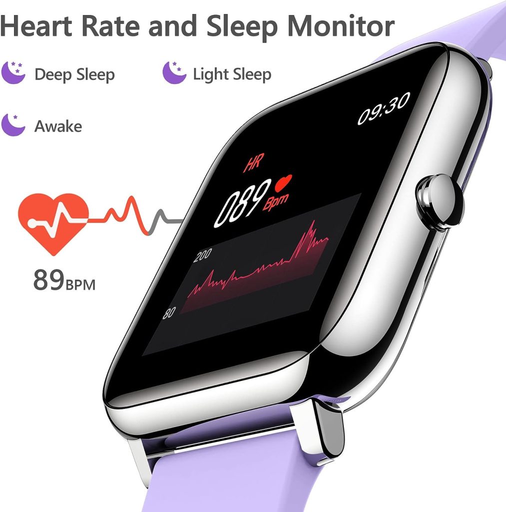 Smart Watch, KALINCO Fitness Tracker with Heart Rate Monitor, Blood Pressure/Oxygen Tracking, 1.4 Inch Touch Screen Smartwatch Fitness Watch for Women Men Compatible with Android iPhone iOS