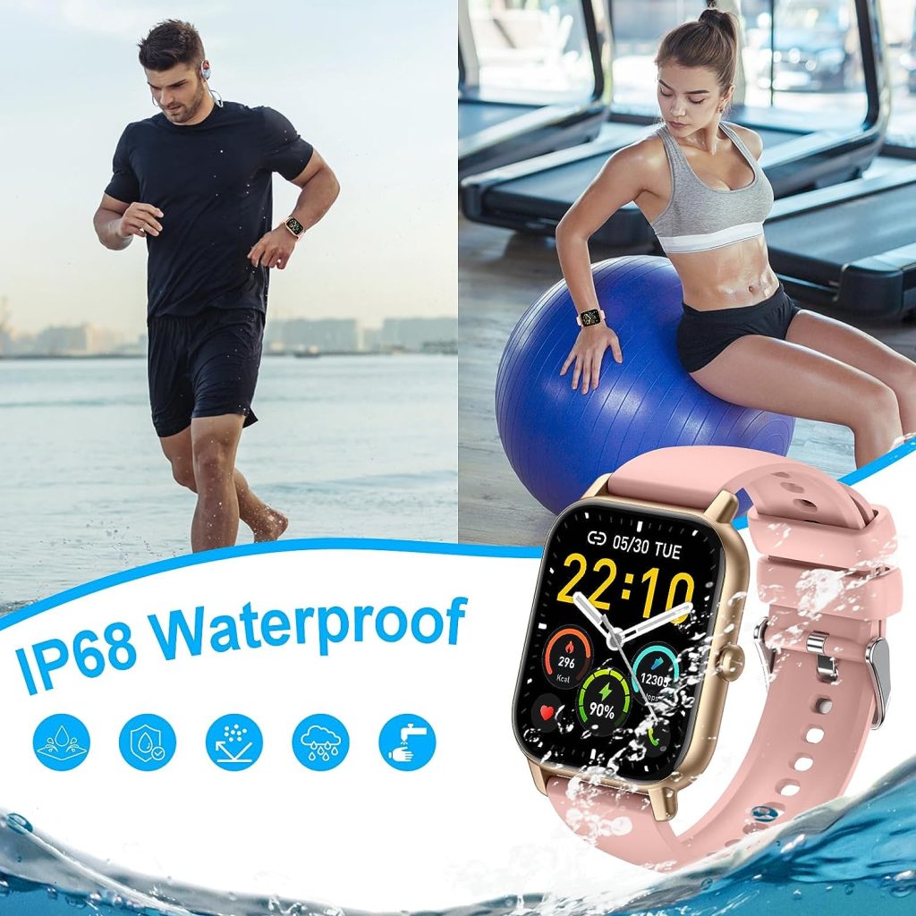 Smart Watch(Answer/Make Call), 1.85 Smartwatch for Men Women IP68 Waterproof, 100+ Sport Modes Fitness Activity Tracker, Heart Rate Sleep Monitor, Pedometer, Smart Watches for Android iOS, 2023