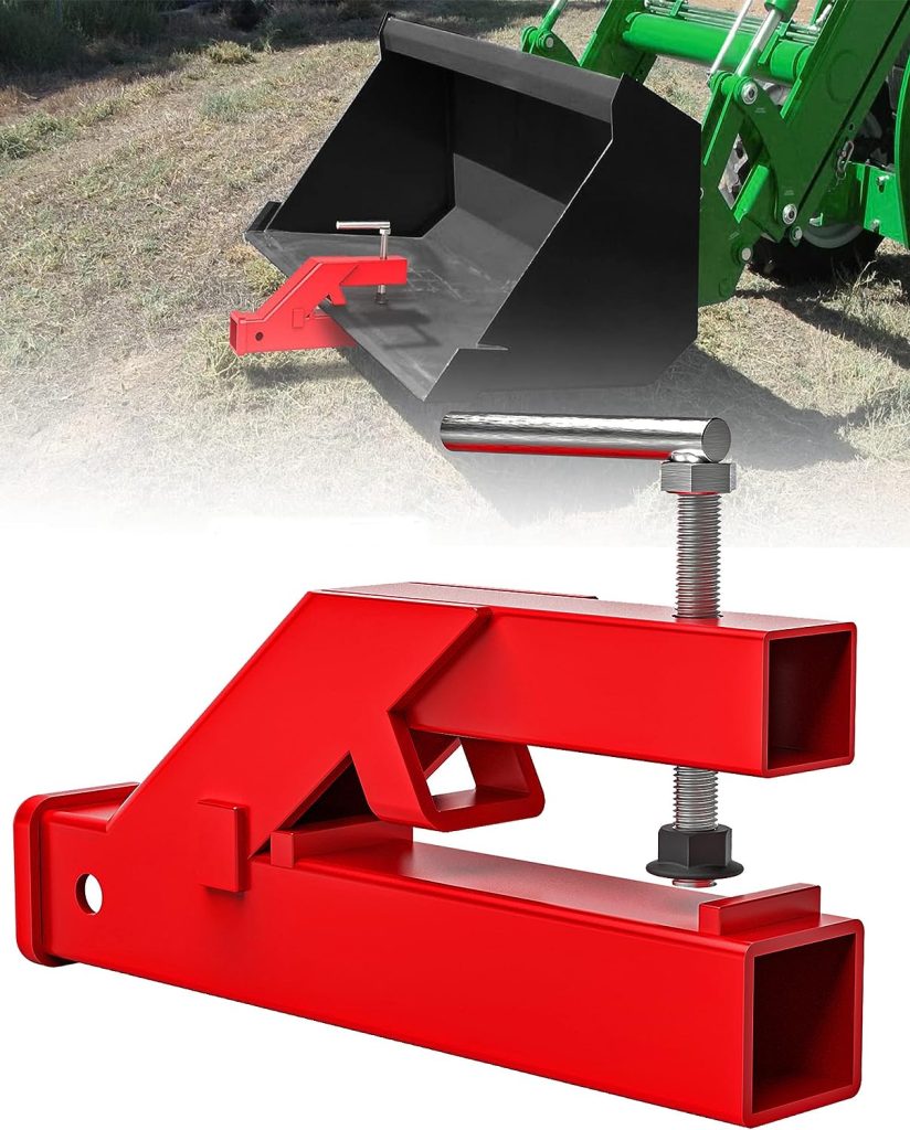 Sulythw Clamp On Trailer Hitch 2 Ball Mount Receiver Adapter for Tractor Bucket Kubota New Upgrade Forklift Bucket Trailer Hitch Attachment, Adapter Compatible with Kubota Deere Bobcat Front