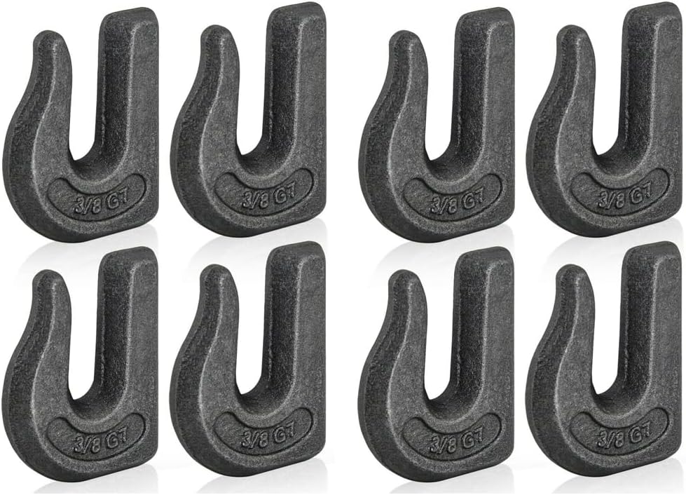 Suprwin Weld-on Grab Chain Hook,3/8 Heavy Duty Tow Hook G70 Forged Steel Tractor Hook Weldable for Car, Truck,SUV, RV,UTV,Tractors-8 Packs (3/8)