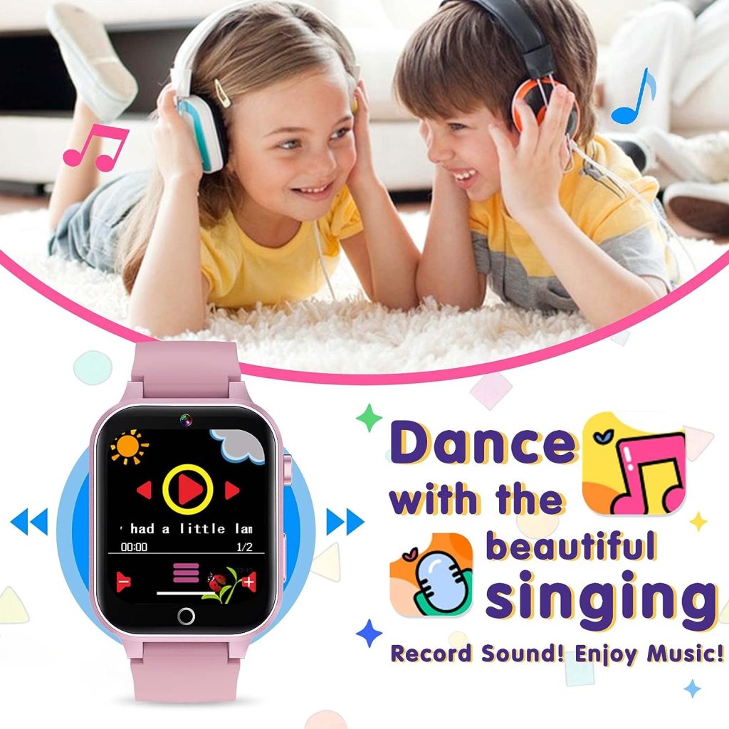 SYEEKOM Smart Watch for Kids 5-12 Years Old, 26 Games HD Touch Screen with Camera Alarm Clock Pedometer Music Player Torch 12/24 Hours Educational Toys for 8-10 Girls Birthday Gift