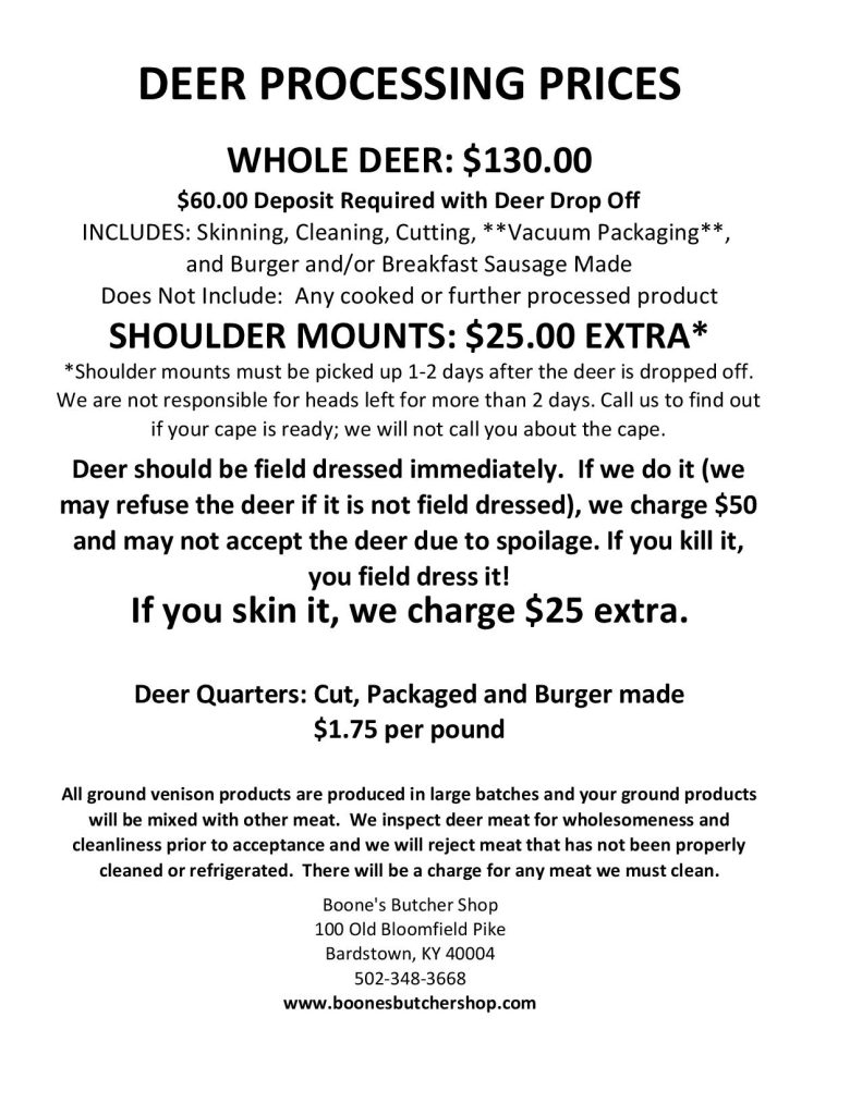 The Cost of Deer Processing