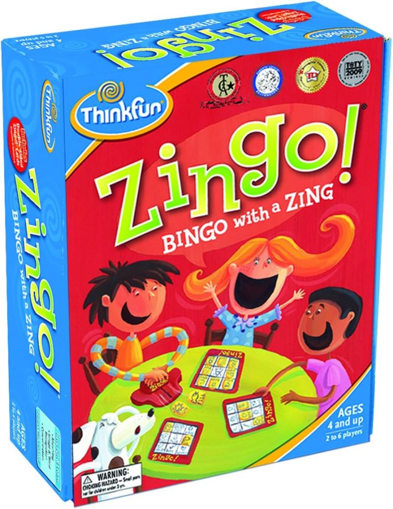 ThinkFun Zingo Bingo Award Winning Preschool Game for Pre/ Early Readers Age 4 and Up - One of the Most Popular Board Games for Boys and Girls and their Parents, Amazon Exclusive Version