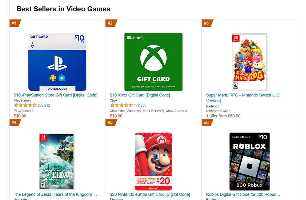 Top 10 Best Selling Video Games on Amazon