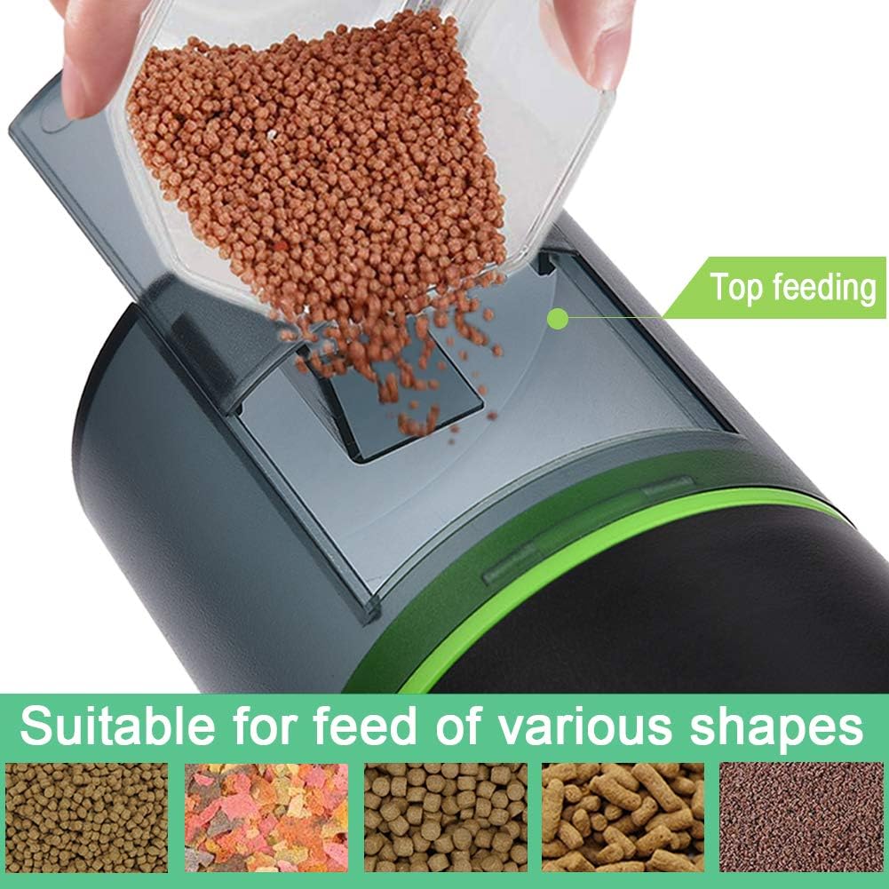 TOPBRY Automatic Fish Feeder,【Upgraded Version】 Digital Auto Fish Turtle Feeder for Aquarium and Fish Tank, USB Rechargeable Timer Fish Feeder Fish Food Dispenser