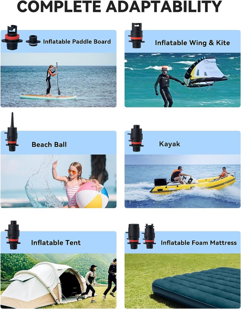 TOPUMP Rechargable SUP Pump TPS260, 20PSI Electric Paddle Board Pump with Auto-Off, Dual Stage Inflation  Deflation,12V DC Car Connector  Type-C for Paddle Board,Kayak,Wing  Kite,Tent,Boat,Mattress