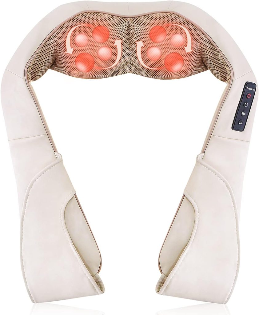 TRIDUCNA Shiatsu Neck Shoulder Back Massager with Heat - Electric Deep Tissue 3D Kneading Massage Pillow for Lower Back, Calf, Legs, Full Body Muscle Relaxation, Home, Office, and Car Use