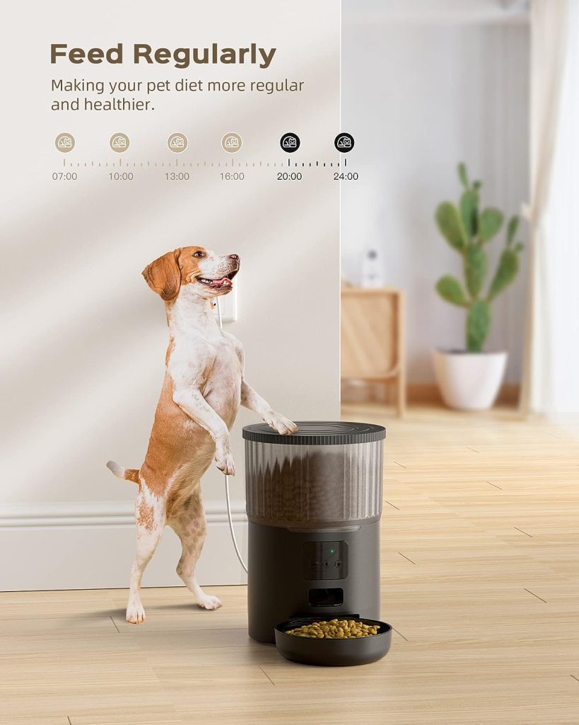 UIOOQ Automatic Cat Feeders WiFi, Timed Dog Feeder with 10S Dining Voice Record, 4L Cat/Dog Food Dispenser with Custom Schedule, up to 12 Portions 10 Meals Per Day, APP Control(Not Support 5G WiFi)