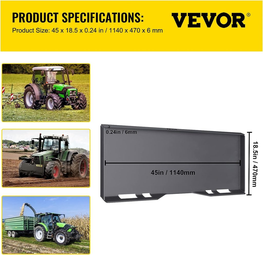 VEVOR Skid Steer Mount Plate Thick Skid Steer Attachment Plate Steel Quick Attachment Loader Plate with 3 Additional Welding Rods Easy to Weld or Bolt to Different Accessories (1/4)