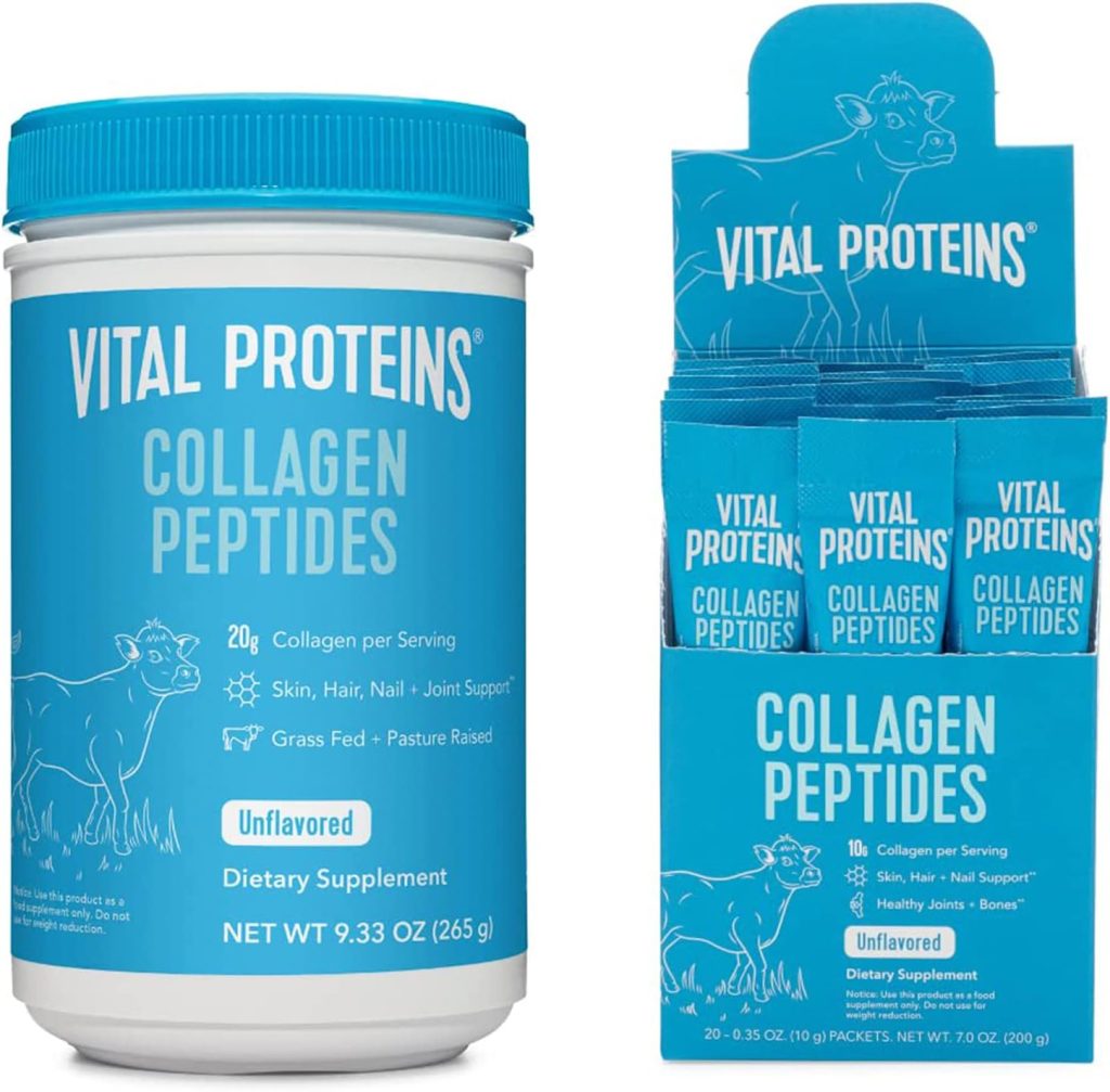 Vital Proteins Collagen Peptides Powder Unflavored 9.33 OZ+ 20 Count Stick Pack : Health  Household