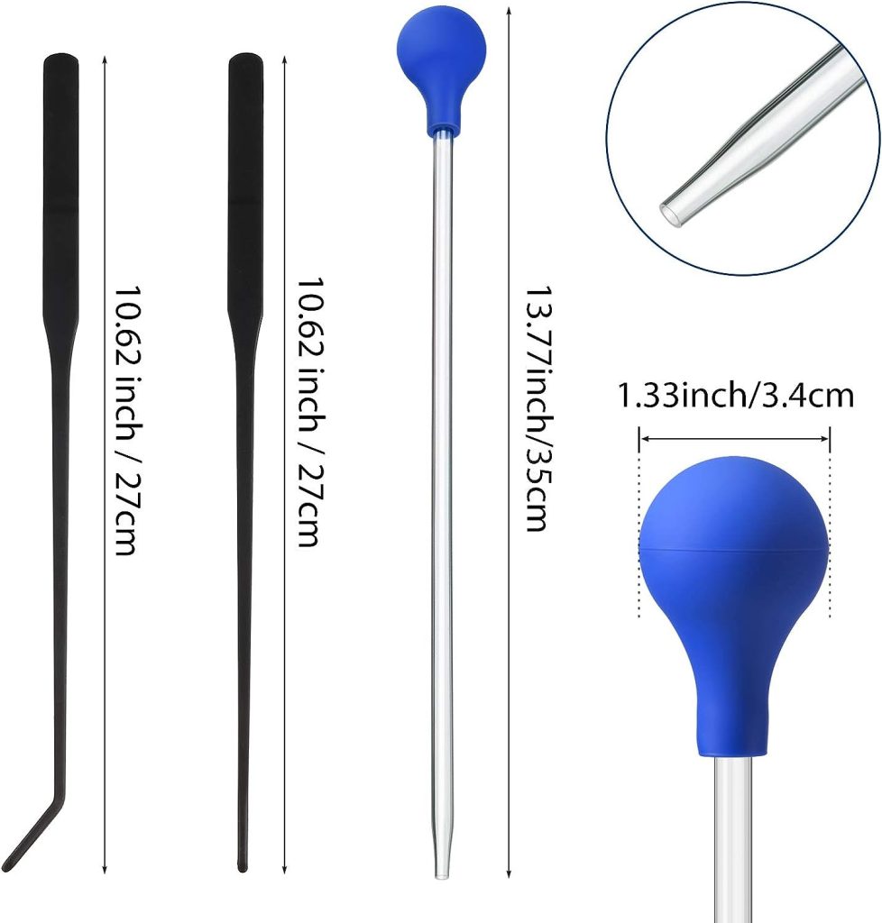 Weewooday 3 Pieces Axolotl Tank Accessories, Extra Long Tweezers for Aquarium, Coral Feeder Long Syringe, Fish Feeding Tongs Tweezers for Reef Roids Aquatic Plant Spider Snake Lizard