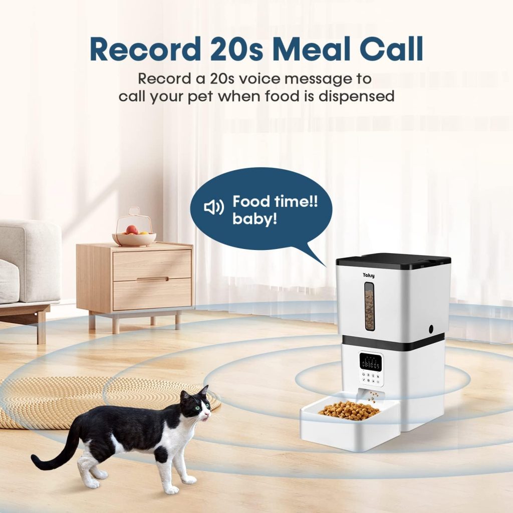 Yakry Automatic Dog Feeder - 8L/33 Cups Auto Cat Food Dispenser with Lock Lid Desiccant Bag - Timed Pet Feeder with 20s Voice Recorder - Dry Food Feeder for Large Breed with Portion Control 7 Meals