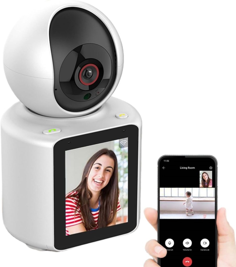 YTanazing Two-Way Video/Audio Indoor Camera, Child/Elder/Dog/Pet Camera with Phone App, 1080P Home Security Camera with Night Vision, One-Button Call，Motion Detection, Humanoid Detection