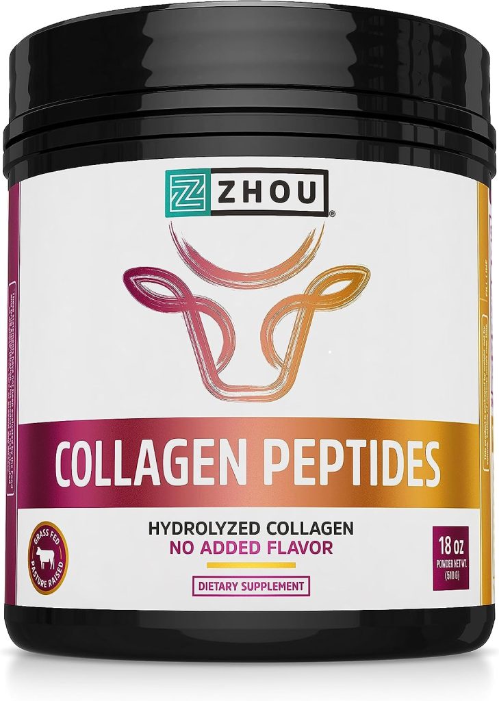Zhou Collagen Peptides Hydrolyzed Protein Powder – Grass Fed, Pasture Raised, Unflavored, Hormone-Free, Non-GMO,18 Ounce : Health  Household